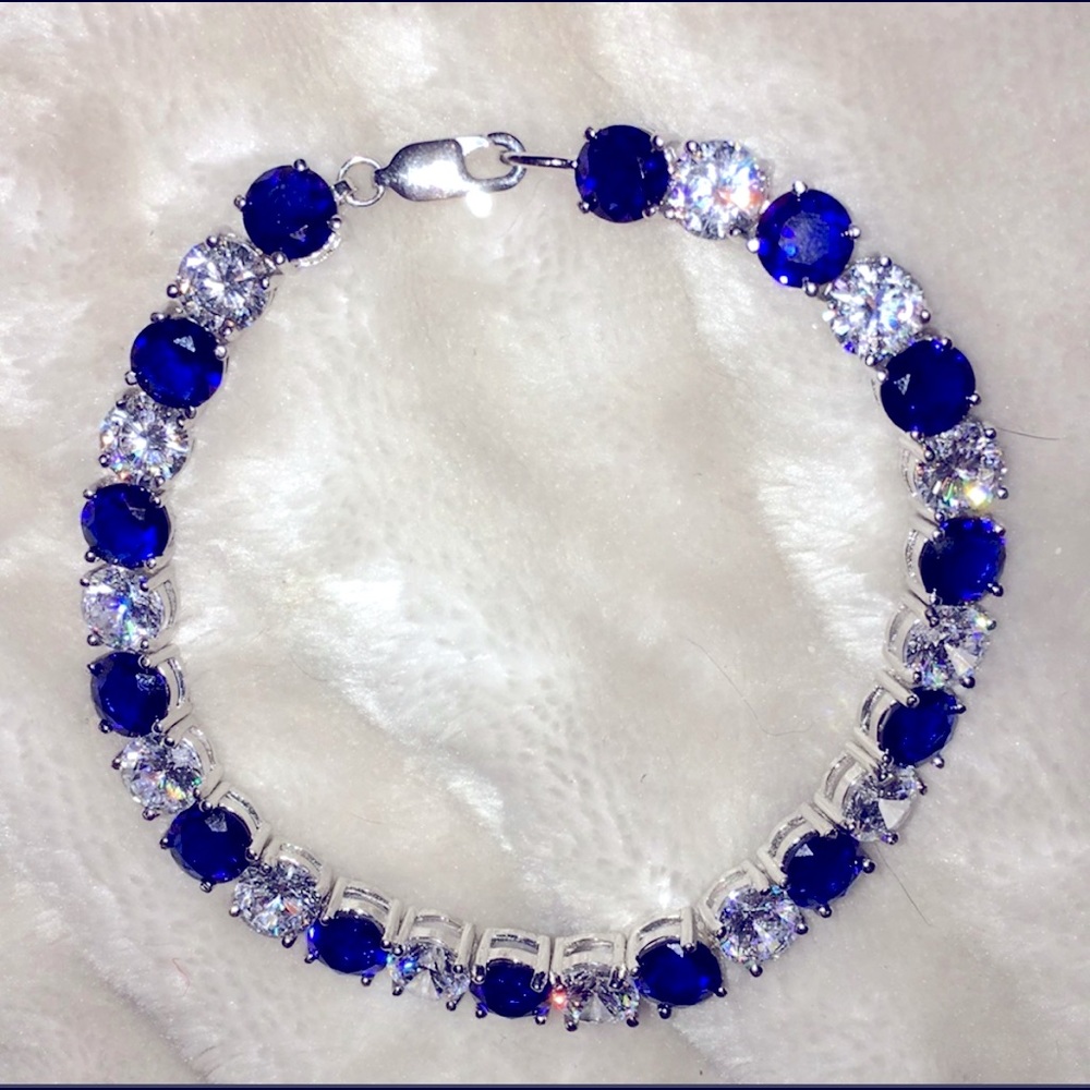 💎 Sapphire and Cubic Zirconia Tennis Bracelet 💎